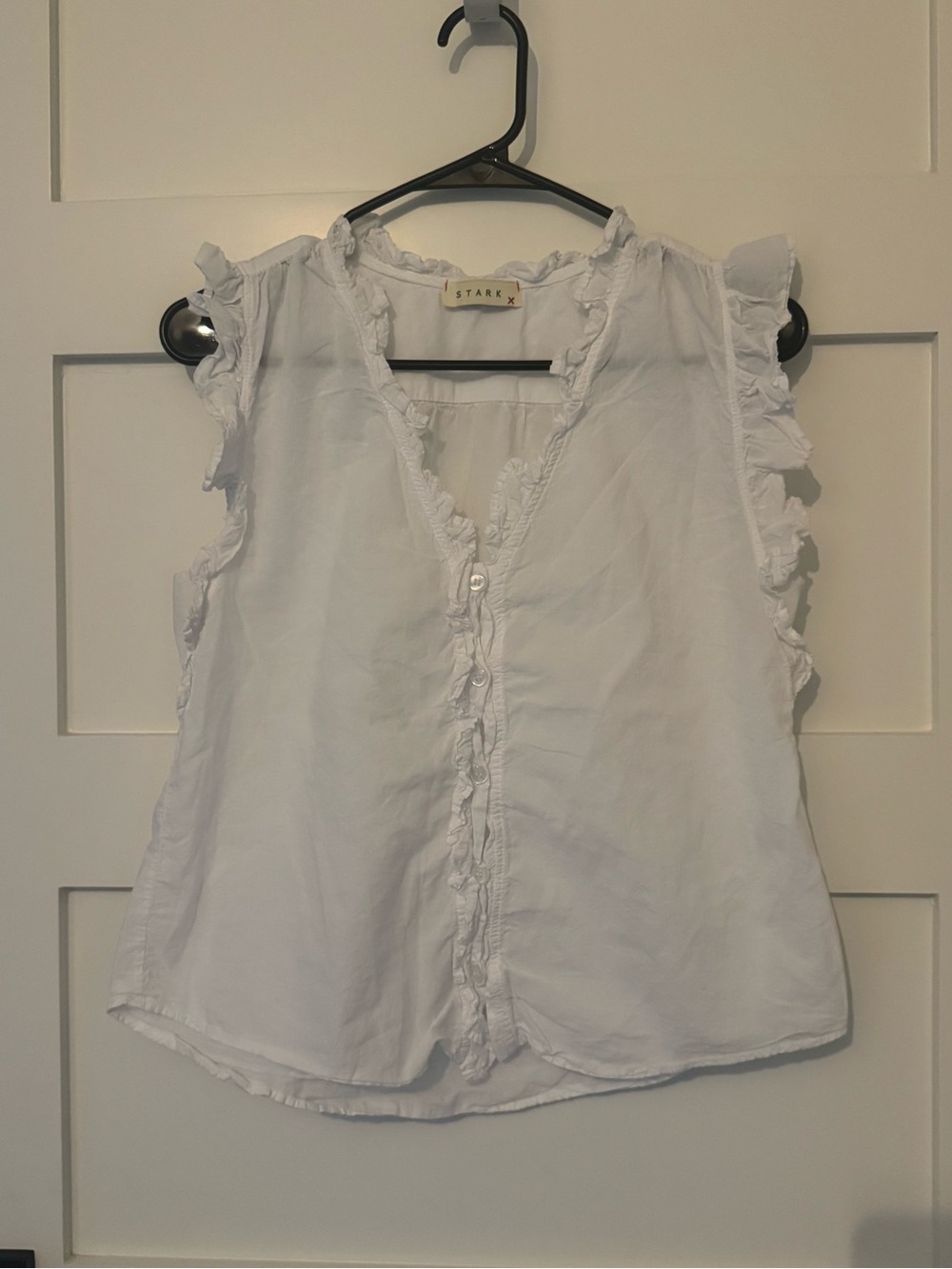Stark X White Ruffle-Sleeve Button Front Blouse